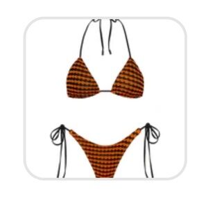 Striped Orange and Black Bikini bottoms